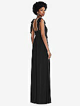 Rear View Thumbnail - Black Convertible Tie-Shoulder Empire Waist Maxi Dress