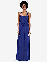 Alt View 1 Thumbnail - Cobalt Blue Convertible Tie-Shoulder Empire Waist Maxi Dress
