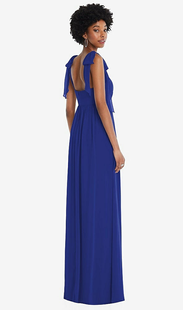 Back View - Cobalt Blue Convertible Tie-Shoulder Empire Waist Maxi Dress