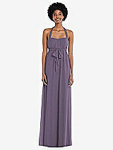 Alt View 1 Thumbnail - Lavender Convertible Tie-Shoulder Empire Waist Maxi Dress