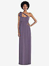 Alt View 2 Thumbnail - Lavender Convertible Tie-Shoulder Empire Waist Maxi Dress