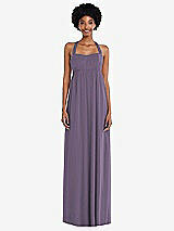 Alt View 4 Thumbnail - Lavender Convertible Tie-Shoulder Empire Waist Maxi Dress