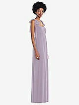 Side View Thumbnail - Lilac Haze Convertible Tie-Shoulder Empire Waist Maxi Dress