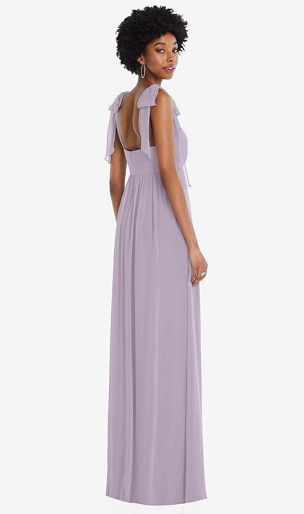 Back View - Lilac Haze Convertible Tie-Shoulder Empire Waist Maxi Dress
