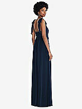 Rear View Thumbnail - Midnight Navy Convertible Tie-Shoulder Empire Waist Maxi Dress