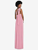 Alt View 3 Thumbnail - Peony Pink Convertible Tie-Shoulder Empire Waist Maxi Dress