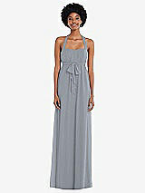 Alt View 1 Thumbnail - Platinum Convertible Tie-Shoulder Empire Waist Maxi Dress