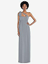 Alt View 2 Thumbnail - Platinum Convertible Tie-Shoulder Empire Waist Maxi Dress