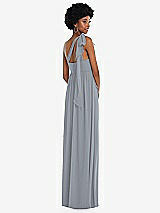 Alt View 3 Thumbnail - Platinum Convertible Tie-Shoulder Empire Waist Maxi Dress