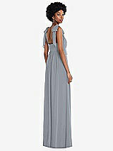 Rear View Thumbnail - Platinum Convertible Tie-Shoulder Empire Waist Maxi Dress