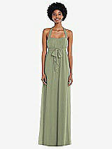 Alt View 1 Thumbnail - Sage Convertible Tie-Shoulder Empire Waist Maxi Dress