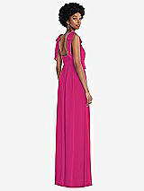 Rear View Thumbnail - Think Pink Convertible Tie-Shoulder Empire Waist Maxi Dress