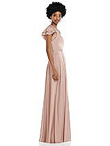 Side View Thumbnail - Toasted Sugar Draped One-Shoulder Flutter Sleeve Maxi Dress with Front Slit