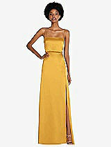 Front View Thumbnail - NYC Yellow Low Tie-Back Maxi Dress with Adjustable Skinny Straps