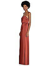 Side View Thumbnail - Amber Sunset Low Tie-Back Maxi Dress with Adjustable Skinny Straps
