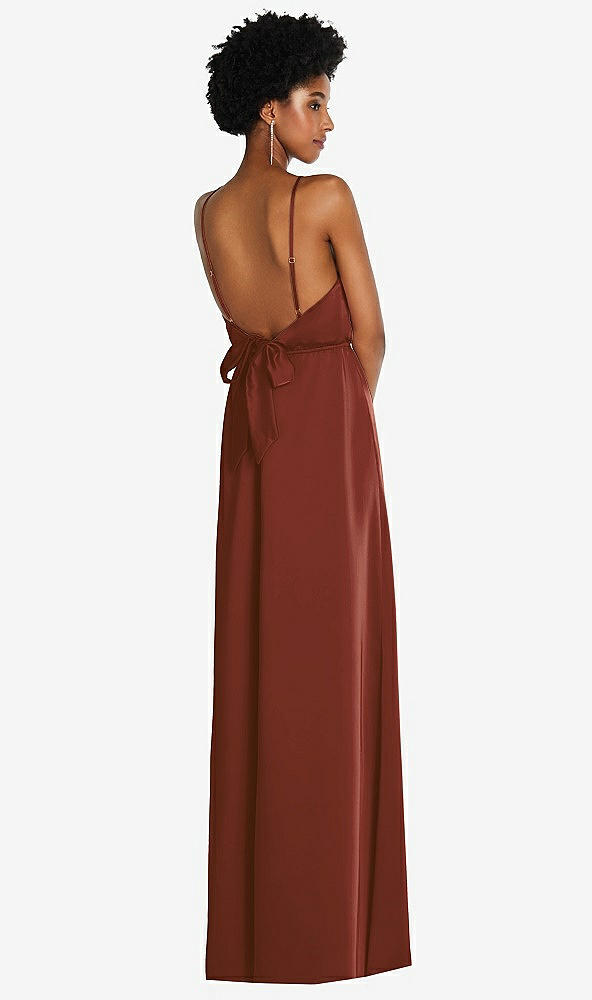 Back View - Auburn Moon Low Tie-Back Maxi Dress with Adjustable Skinny Straps