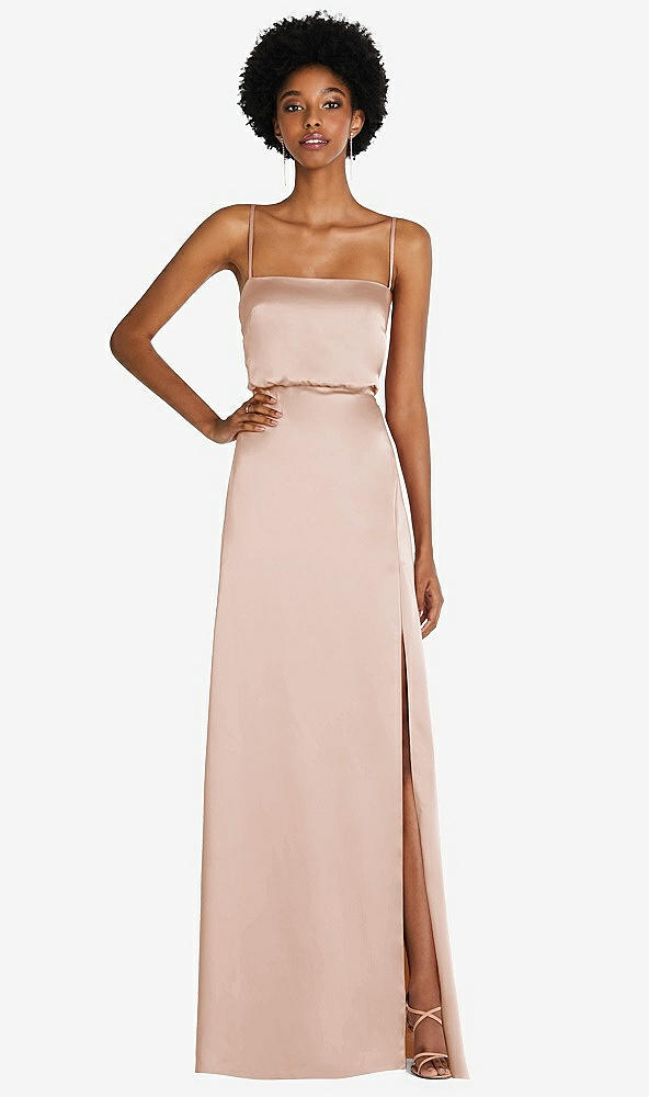 Front View - Cameo Low Tie-Back Maxi Dress with Adjustable Skinny Straps