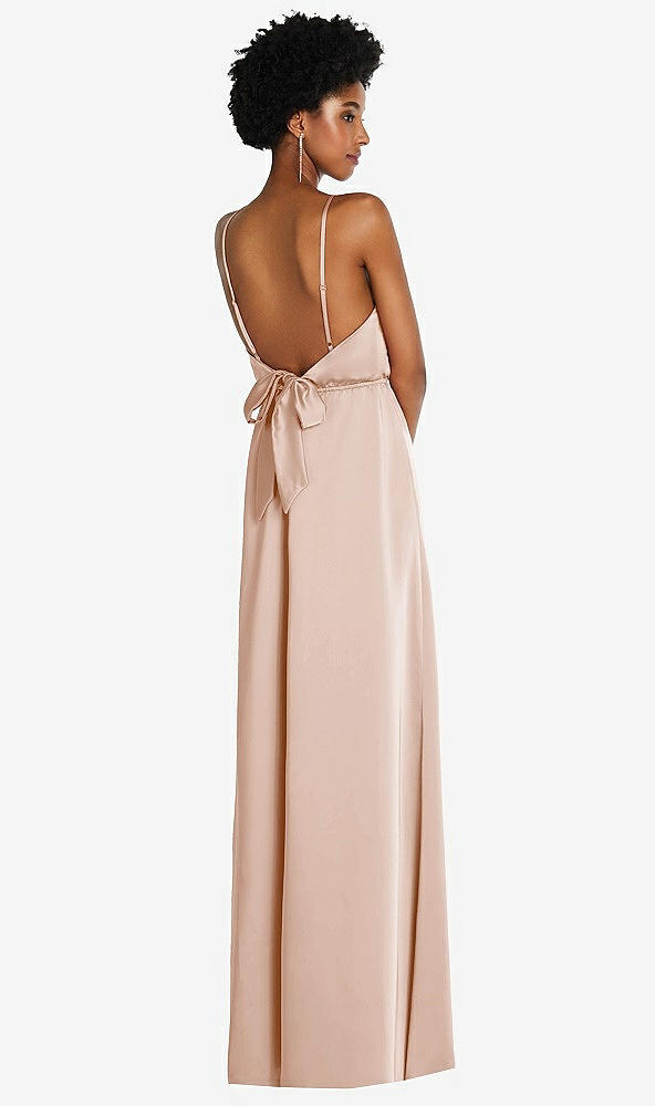 Back View - Cameo Low Tie-Back Maxi Dress with Adjustable Skinny Straps