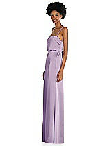 Side View Thumbnail - Pale Purple Low Tie-Back Maxi Dress with Adjustable Skinny Straps