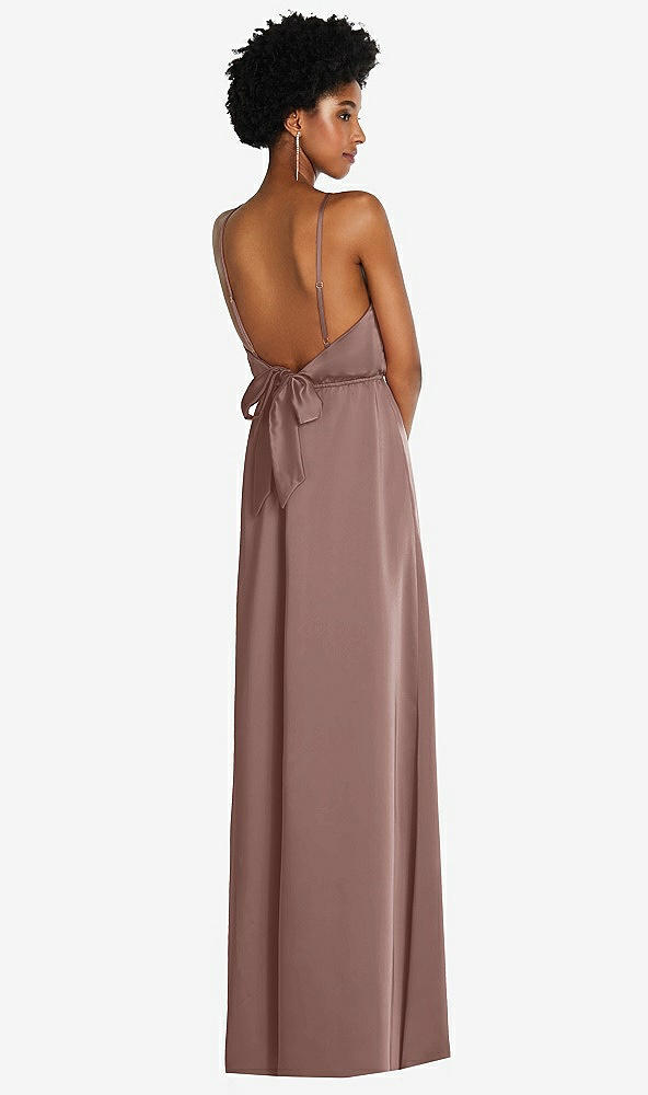 Back View - Sienna Low Tie-Back Maxi Dress with Adjustable Skinny Straps
