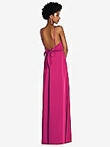 Rear View Thumbnail - Think Pink Low Tie-Back Maxi Dress with Adjustable Skinny Straps