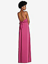 Rear View Thumbnail - Tea Rose Low Tie-Back Maxi Dress with Adjustable Skinny Straps