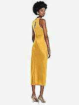 Rear View Thumbnail - NYC Yellow Jewel Neck Sleeveless Midi Dress with Bias Skirt