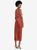 Rear View Thumbnail - Amber Sunset Jewel Neck Sleeveless Midi Dress with Bias Skirt