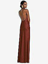Rear View Thumbnail - Auburn Moon Scarf Tie Stand Collar Maxi Dress with Front Slit