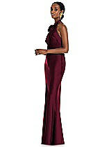 Side View Thumbnail - Cabernet Scarf Tie Stand Collar Maxi Dress with Front Slit