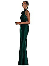 Side View Thumbnail - Evergreen Scarf Tie Stand Collar Maxi Dress with Front Slit