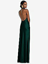 Rear View Thumbnail - Evergreen Scarf Tie Stand Collar Maxi Dress with Front Slit
