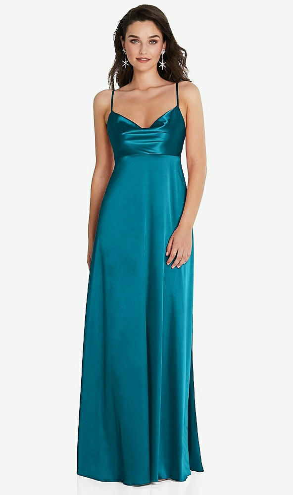 Front View - Oasis Cowl-Neck Empire Waist Maxi Dress with Adjustable Straps