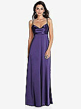 Front View Thumbnail - Regalia - PANTONE Ultra Violet Cowl-Neck Empire Waist Maxi Dress with Adjustable Straps