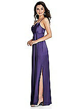 Side View Thumbnail - Regalia - PANTONE Ultra Violet Cowl-Neck Empire Waist Maxi Dress with Adjustable Straps