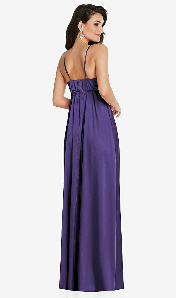 Back View - Regalia - PANTONE Ultra Violet Cowl-Neck Empire Waist Maxi Dress with Adjustable Straps