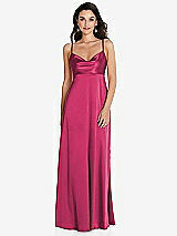 Front View Thumbnail - Shocking Cowl-Neck Empire Waist Maxi Dress with Adjustable Straps