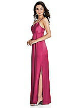 Side View Thumbnail - Shocking Cowl-Neck Empire Waist Maxi Dress with Adjustable Straps