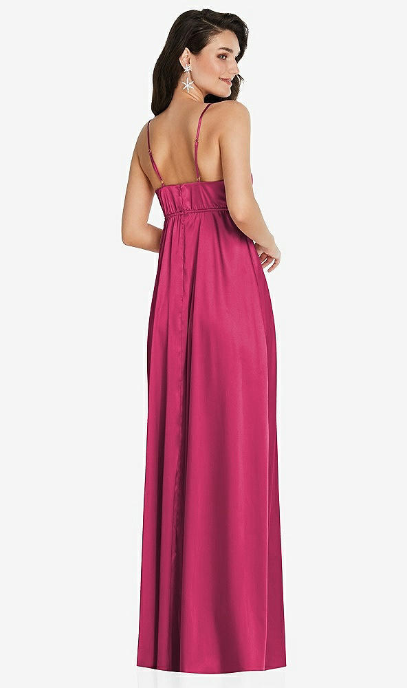 Back View - Shocking Cowl-Neck Empire Waist Maxi Dress with Adjustable Straps