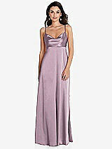 Front View Thumbnail - Suede Rose Cowl-Neck Empire Waist Maxi Dress with Adjustable Straps