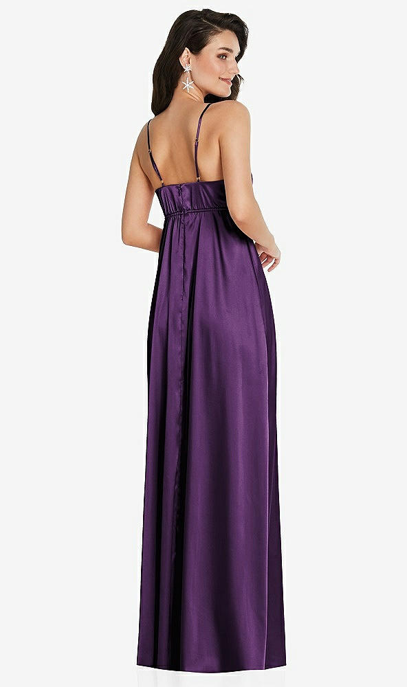 Back View - African Violet Cowl-Neck Empire Waist Maxi Dress with Adjustable Straps