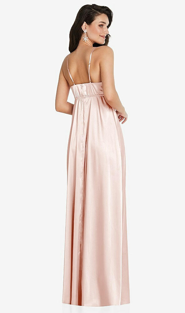 Back View - Blush Cowl-Neck Empire Waist Maxi Dress with Adjustable Straps