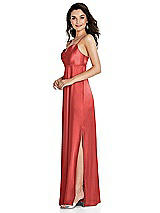 Side View Thumbnail - Perfect Coral Cowl-Neck Empire Waist Maxi Dress with Adjustable Straps