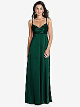 Front View Thumbnail - Hunter Green Cowl-Neck Empire Waist Maxi Dress with Adjustable Straps