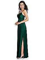 Side View Thumbnail - Hunter Green Cowl-Neck Empire Waist Maxi Dress with Adjustable Straps