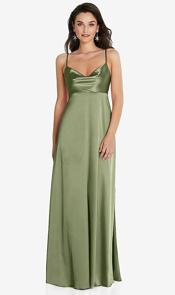 Front View - Kiwi Cowl-Neck Empire Waist Maxi Dress with Adjustable Straps