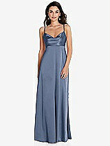 Front View Thumbnail - Larkspur Blue Cowl-Neck Empire Waist Maxi Dress with Adjustable Straps