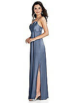 Side View Thumbnail - Larkspur Blue Cowl-Neck Empire Waist Maxi Dress with Adjustable Straps