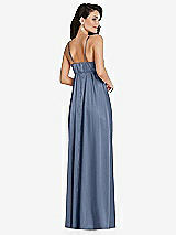 Rear View Thumbnail - Larkspur Blue Cowl-Neck Empire Waist Maxi Dress with Adjustable Straps