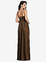 Rear View Thumbnail - Latte Cowl-Neck Empire Waist Maxi Dress with Adjustable Straps